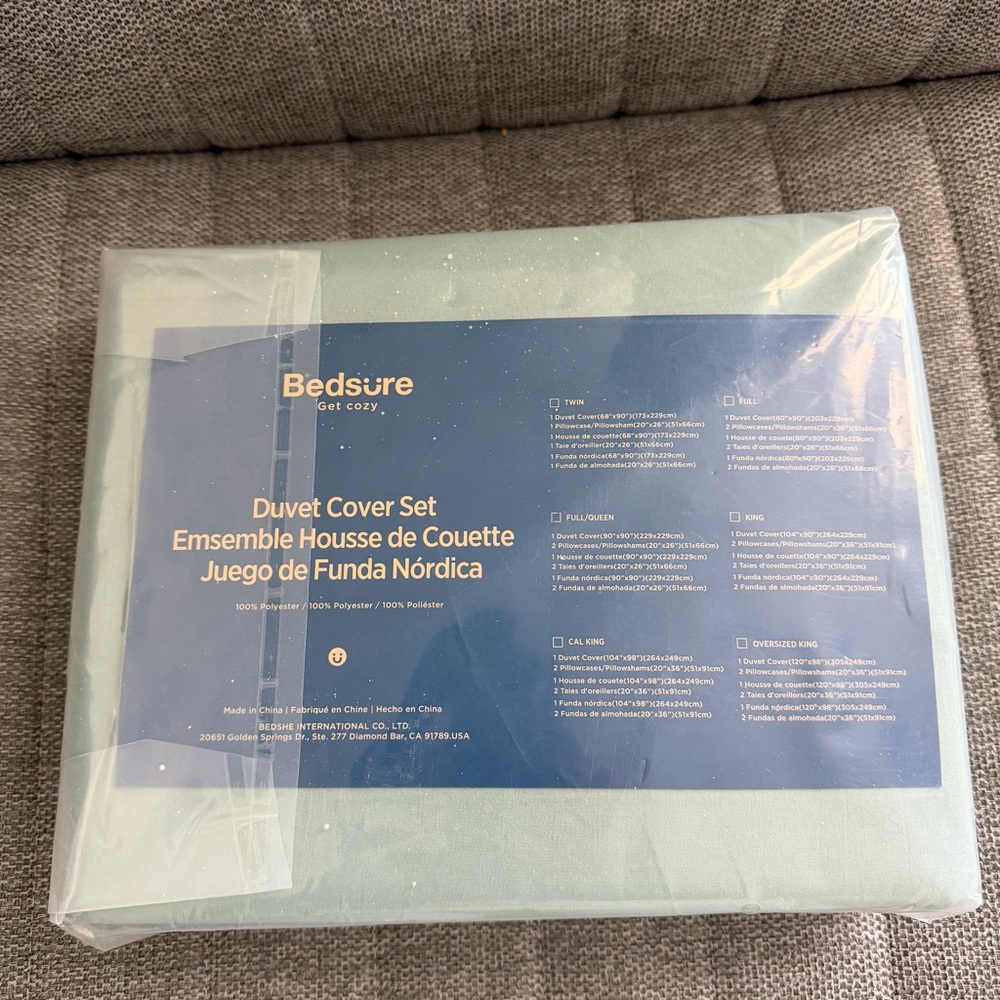 Bedsure Light Green Duvet Cover Set Full/Queen